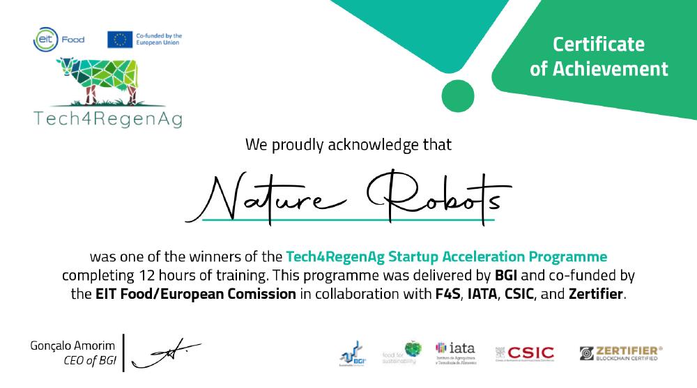 Nature Robots ist Finalist beim Tech4RegenAg 2025